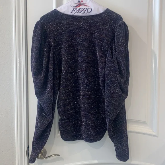 Ramy Brook Charlize Keyhole-Front Metallic Top Size L in Purple Multi - Picture 14 of 16